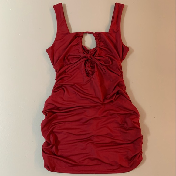 Red rouched short dress - S - Picture 2 of 5
